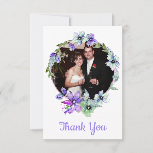  Floral Wreath Monogrammed Wedding Bedankkaart (Voorkant)