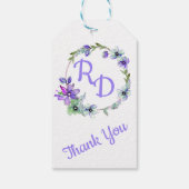  Floral Wreath Monogrammed Wedding Cadeaulabel (Achterkant)