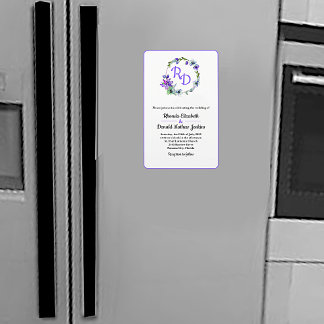  Floral Wreath Monogrammed Wedding Invitatio Magneet