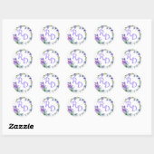 Floral Wreath Monogrammed Wedding Ronde Sticker (Vel)