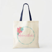Floral Wreath Name Library Books Tote Bag (Voorkant)