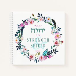 Floral Wreath Named Bible Quote YHVH Green Blue Notitieboek