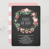 Floral Wreath | Oproep van de GraduPartij Kaart (Voorkant / Achterkant)