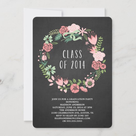 Floral Wreath | Oproep van de GraduPartij Kaart (Voorkant)