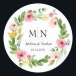 Floral Wreath Perfect Wedding Monogram Stickers<br><div class="desc">Floral Wreath Perfect Wedding Monogram Stickers</div>