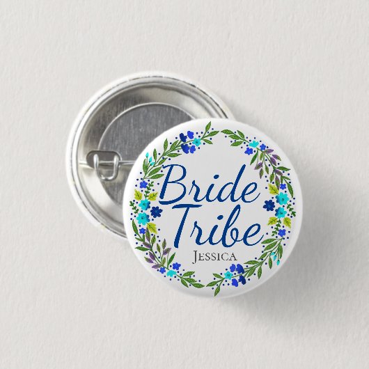  Floral Wreath Personalized Bride Tribe Ronde Button 3,2 Cm (Voorkant /achterkant)