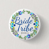  Floral Wreath Personalized Bride Tribe Ronde Button 3,2 Cm (Voorkant)