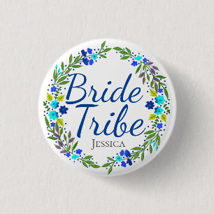  Floral Wreath Personalized Bride Tribe Ronde Button 3,2 Cm