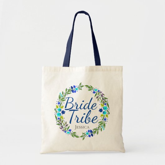 Floral Wreath Personalized Bride Tribe Tote Bag (Voorkant)
