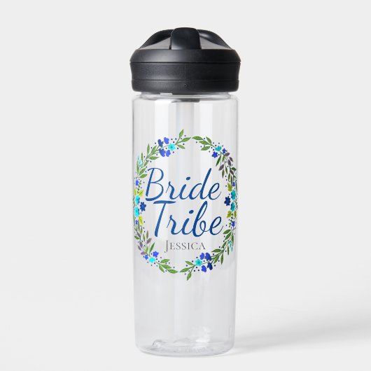 Floral Wreath Personalized Bride Tribe Waterfles (Voorkant)
