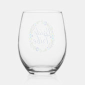  Floral Wreath Personalized Bride Tribe Wijnglas Zonder Voet (Achterkant)