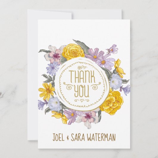 Floral Wreath Personalized Wedding Bedankkaart (Voorkant)