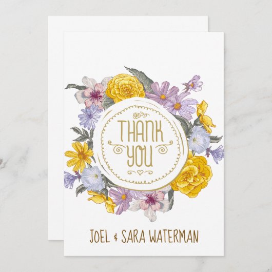 Floral Wreath Personalized Wedding Bedankkaart (Voorkant / Achterkant)