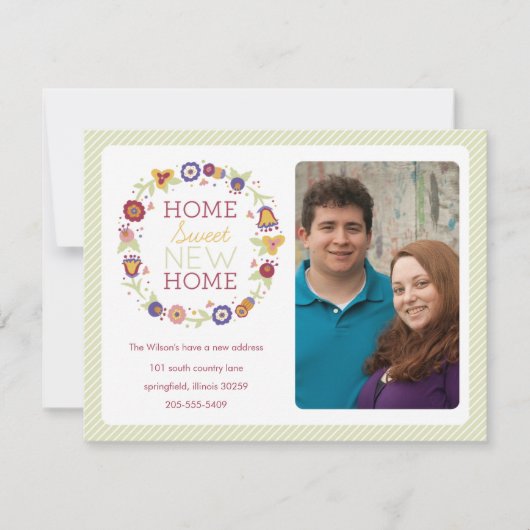 Floral Wreath Photo Moving Announcement Aankondiging (Voorkant)