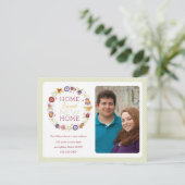 Floral Wreath Photo Moving Announcement Aankondiging (Staand voorkant)