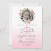 Floral Wreath Pink First Heilige Communist GIRL Kaart (Voorkant)