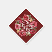 Floral Wreath Prettige feestdagen Red Napkins Servet (Hoek)