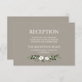 Floral Wreath Reception Card - taupe Informatiekaartje (Voorkant / Achterkant)