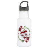 Floral Wreath Red Apple First Grade Teacher Waterfles (Voorkant)
