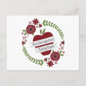 Floral Wreath Red Apple Kindergarten Briefkaart (Voorkant)