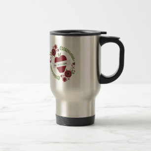 Floral Wreath Red Apple persoonlijke leraar Reisbeker