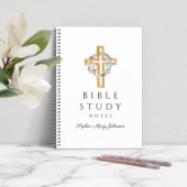 Floral Wreath Religious Cross Bijbelstudie Notitieboek