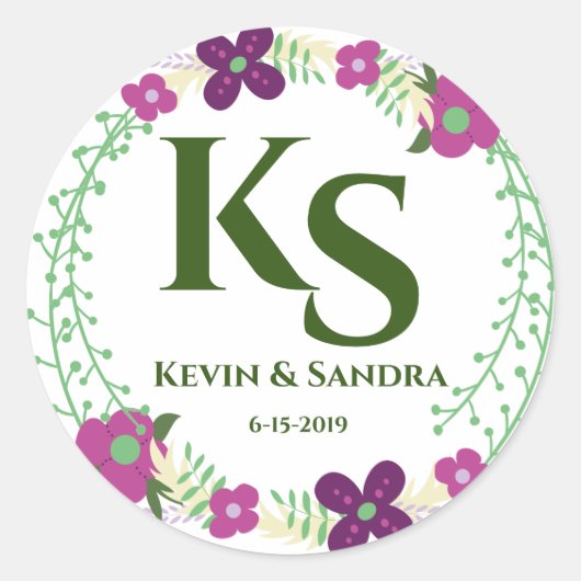 Floral Wreath Ronde Sticker (Voorkant)