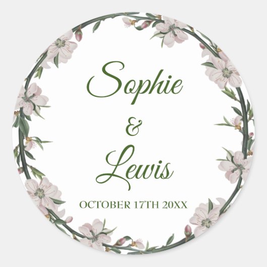 Floral Wreath Ronde Sticker (Voorkant)