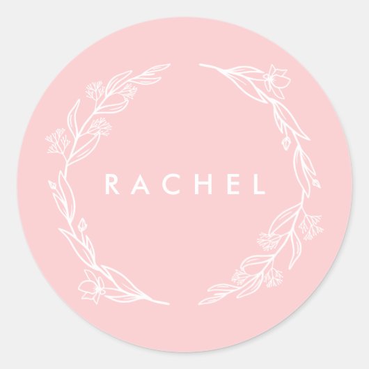 Floral Wreath Round Label (Voorkant)