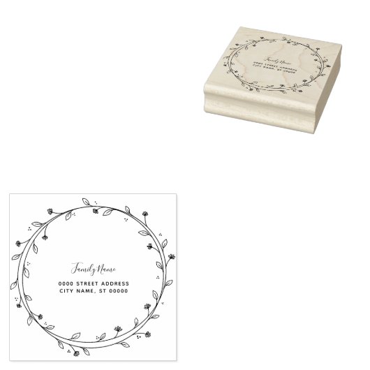 Floral Wreath Rubber Stamp Rubberstempel (Gestempeld)