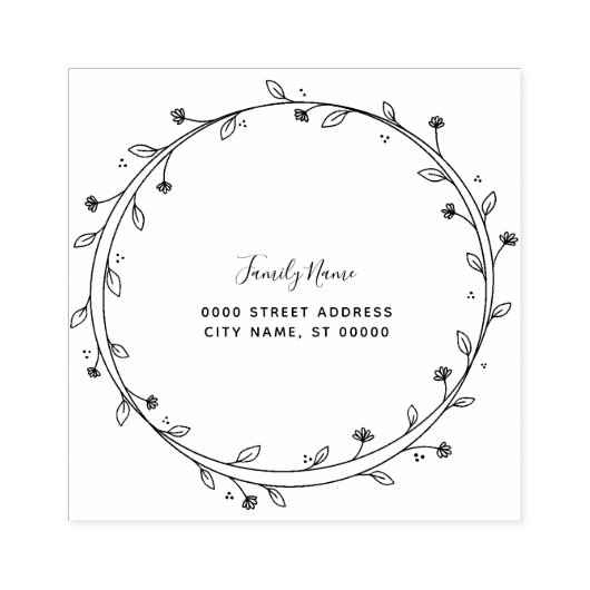 Floral Wreath Rubber Stamp Rubberstempel (Afrduk)