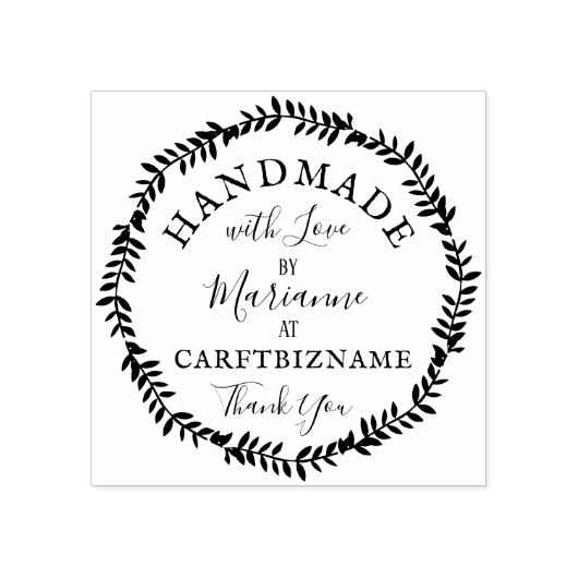 Floral wreath rustic bedankt Handmade with Love Rubberstempel (Afrduk)