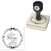 Floral Wreath Rustic Script Retouradres Rubberstempel (Gestempeld)