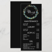 Floral Wreath Salon Menu Price List Kaart (Voorkant / Achterkant)