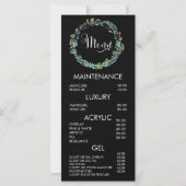Floral Wreath Salon Menu Price List Kaart (Voorkant)