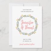 Floral Wreath Save the Date (Voorkant)