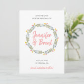 Floral Wreath Save the Date (Staand voorkant)
