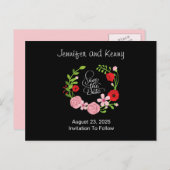 Floral Wreath Save the Date Briefkaart (Voorkant / Achterkant)