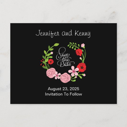 Floral Wreath Save the Date Briefkaart (Voorkant)