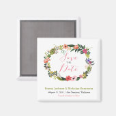 Floral Wreath Save the Date Magnet (Voorkant / Achterkant)