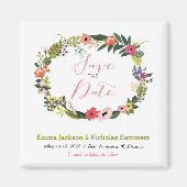 Floral Wreath Save the Date Magnet (Voorkant)