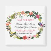 Floral Wreath Save the Date Magnet (Voorkant)