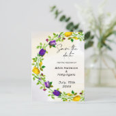 Floral Wreath Save the date Postcard Briefkaart (Staand voorkant)
