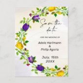 Floral Wreath Save the date Postcard Briefkaart (Voorkant)