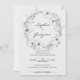 Floral Wreath | Sketch Peony Wedding Celebration Kaart