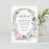 Floral Wreath Spring Baby shower Invitation Kaart (Staand voorkant)
