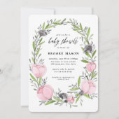 Floral Wreath Spring Baby shower Invitation Kaart (Voorkant)