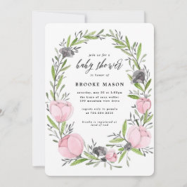 Floral Wreath Spring Baby shower Invitation Kaart
