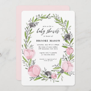 Floral Wreath Spring Baby shower Invitation Kaart