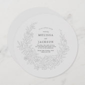 Floral Wreath Stone Gray Wedding Invitation Kaart (Voorkant / Achterkant)